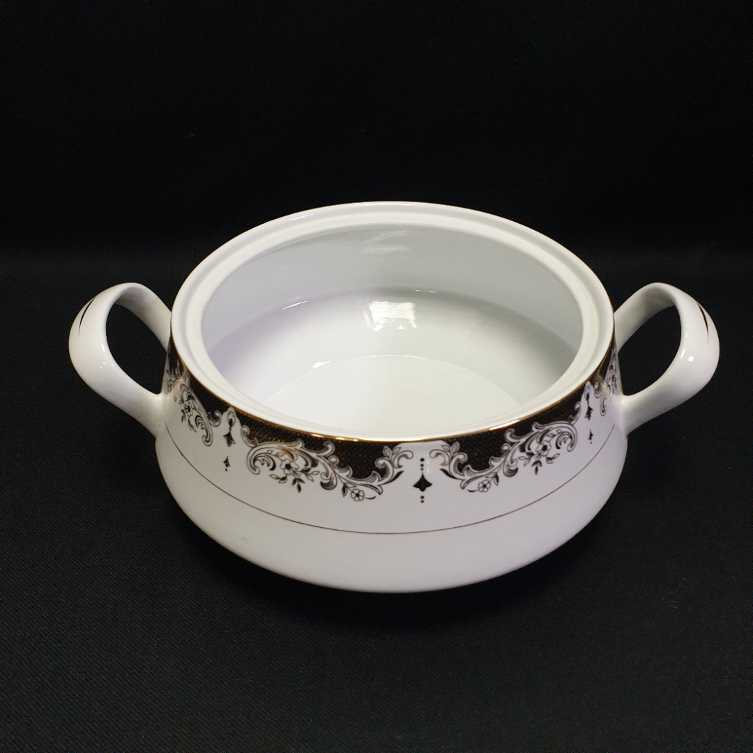 Супница "Fine Porcelain" на 2 л, фарфор, позолота. Китай.. Картинка 1